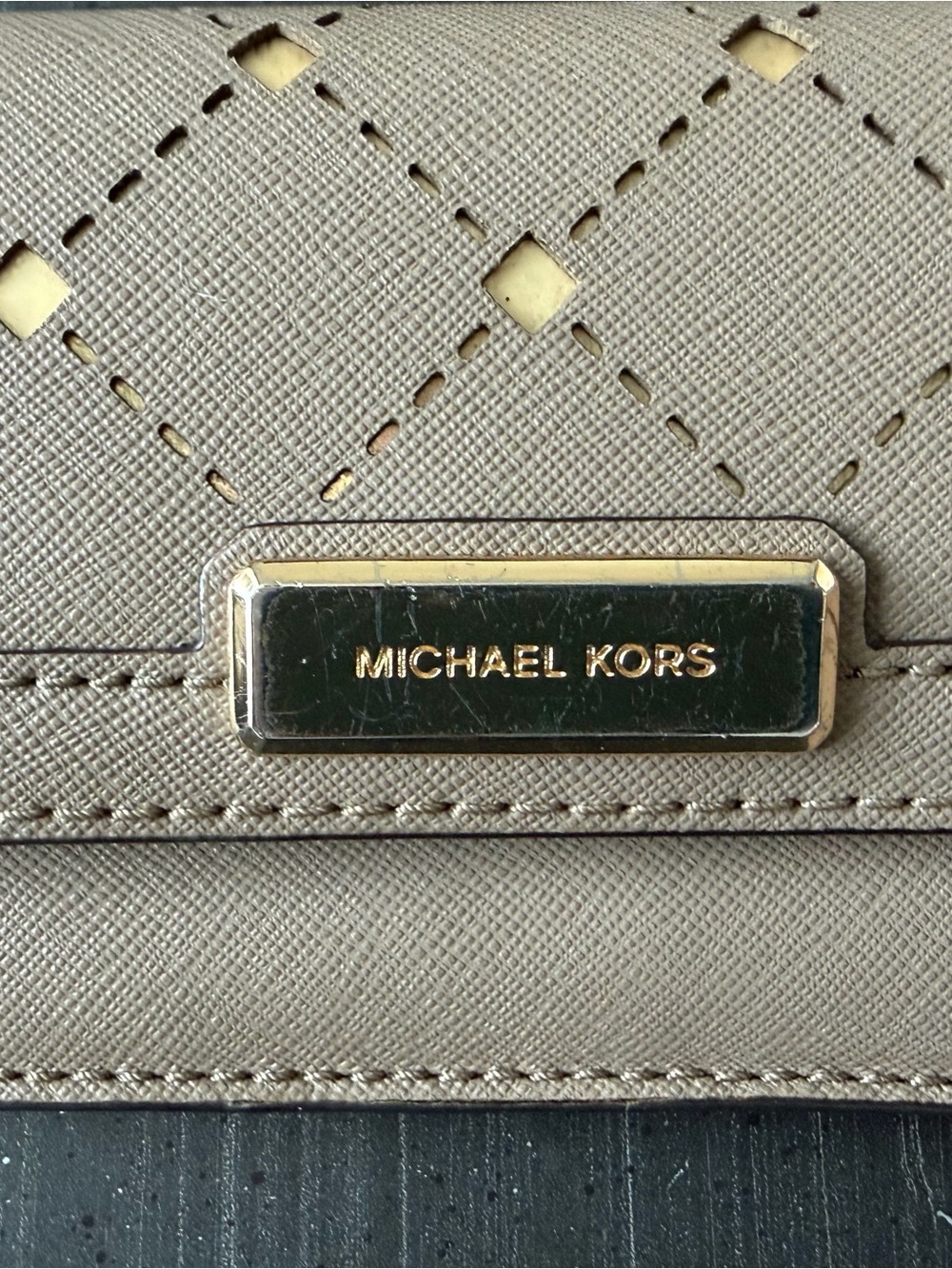 Michael Kors Taupe Quilted Wallet with Gold Studs - Picture 8 of 8